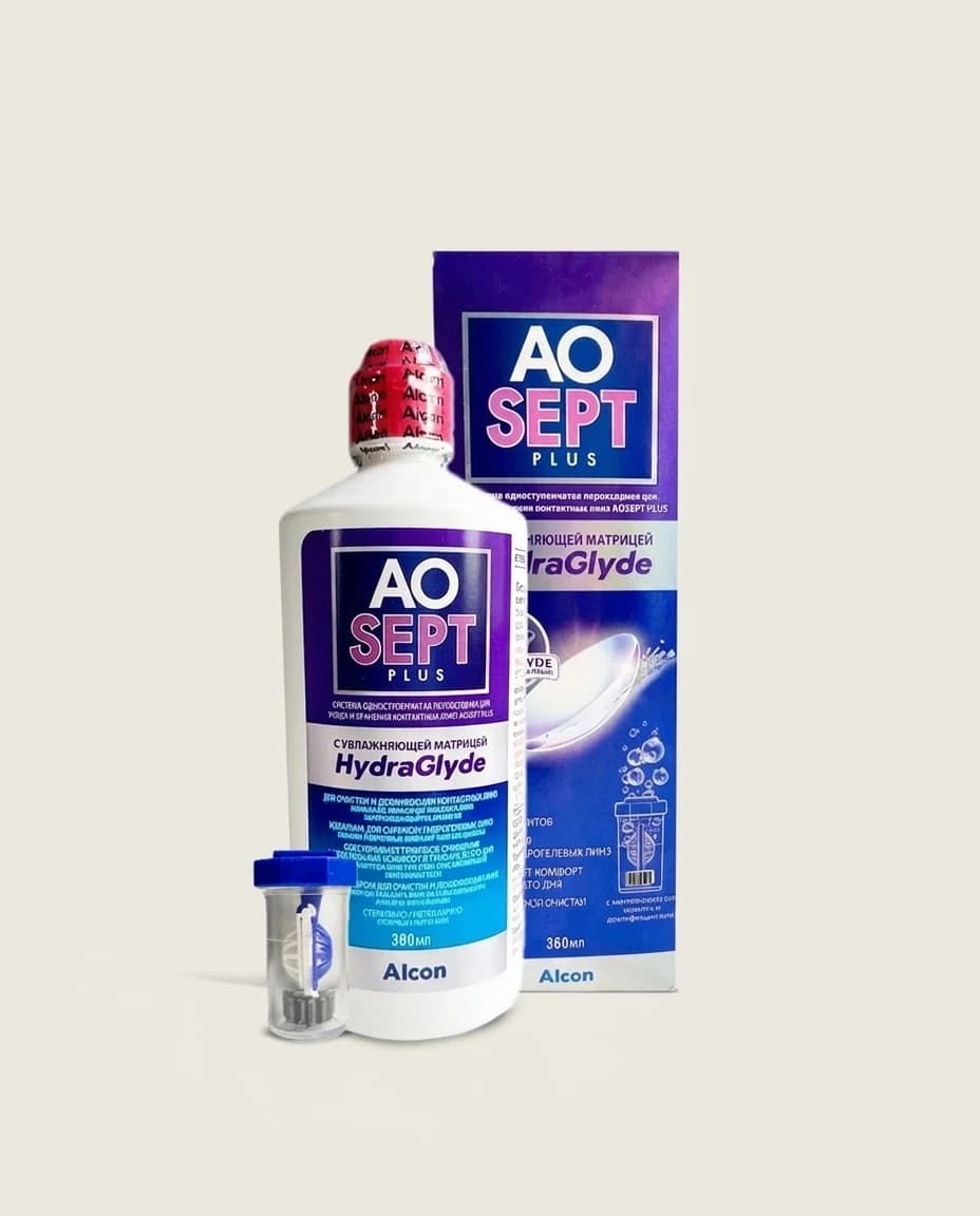 Пероксидный раствор для линз Aosept Plus Hydraglyde 360 мл